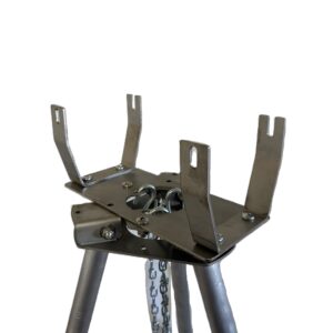 Margo Fixed Tripod – durable, non-rotating mounting system with attached, extendable legs and thumbscrew height adjustment for all Margo Electra Scare Cannon models.